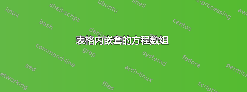 表格内嵌套的方程数组