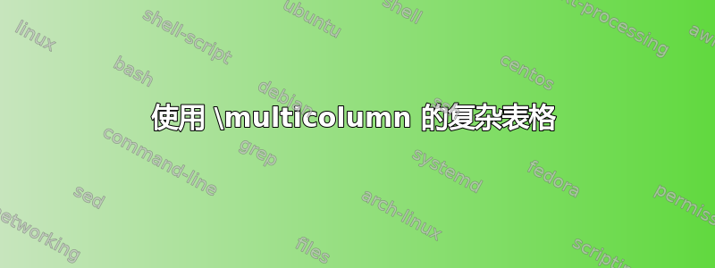 使用 \multicolumn 的复杂表格