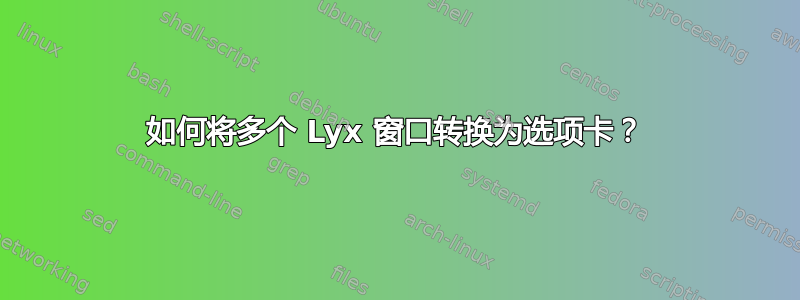 如何将多个 Lyx 窗口转换为选项卡？