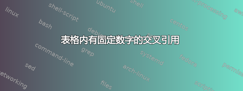 表格内有固定数字的交叉引用