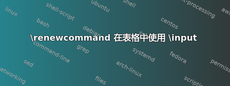 \renewcommand 在表格中使用 \input