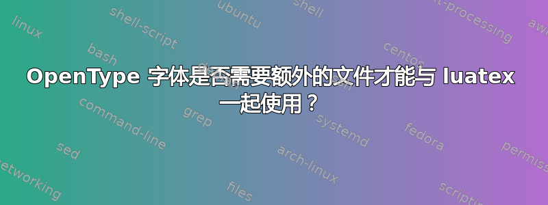 OpenType 字体是否需要额外的文件才能与 luatex 一起使用？