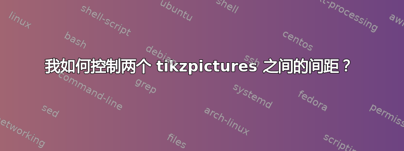 我如何控制两个 tikzpictures 之间的间距？