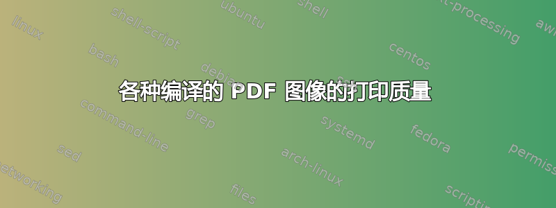 各种编译的 PDF 图像的打印质量