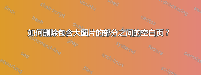 如何删除包含大图片的部分之间的空白页？