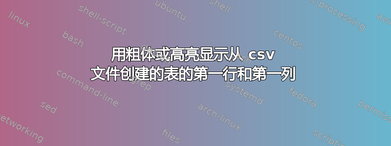 用粗体或高亮显示从 csv 文件创建的表的第一行和第一列