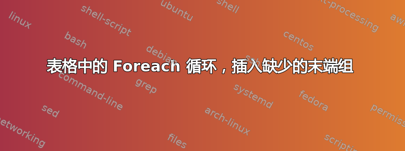 表格中的 Foreach 循环，插入缺少的末端组