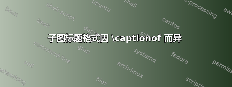 子图标题格式因 \captionof 而异