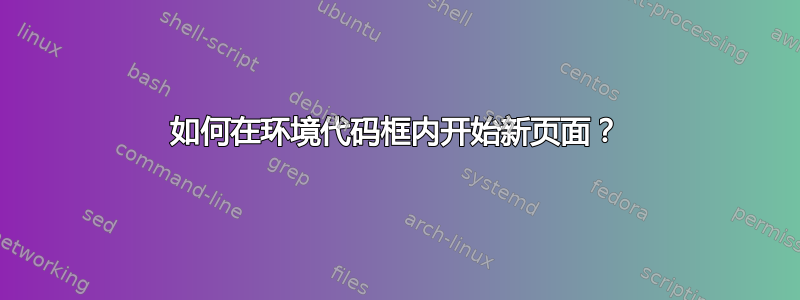 如何在环境代码框内开始新页面？