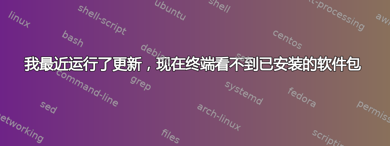 我最近运行了更新，现在终端看不到已安装的软件包