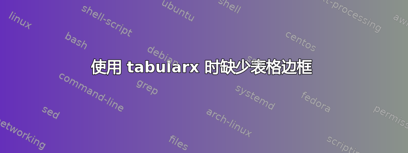 使用 tabularx 时缺少表格边框