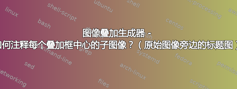 图像叠加生成器 - 如何注释每个叠加框中心的子图像？（原始图像旁边的标题图）