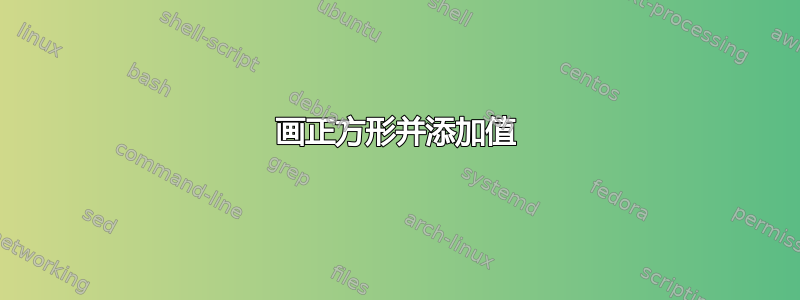 画正方形并添加值