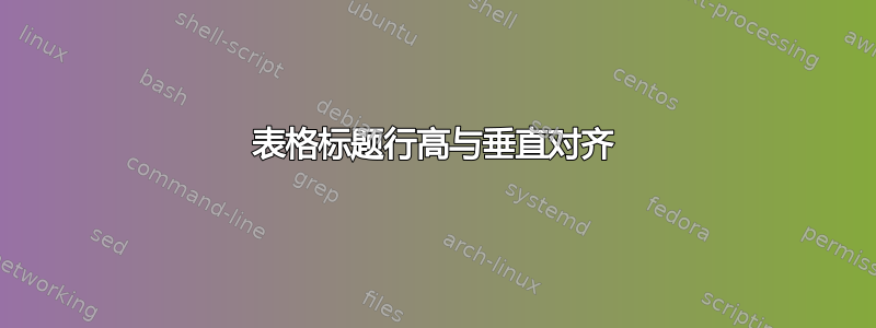 表格标题行高与垂直对齐