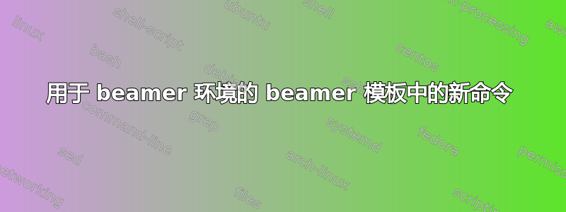 用于 beamer 环境的 beamer 模板中的新命令