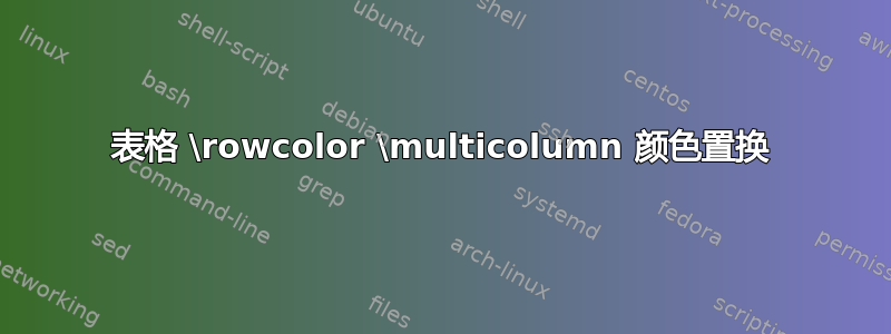 表格 \rowcolor \multicolumn 颜色置换