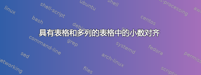 具有表格和多列的表格中的小数对齐