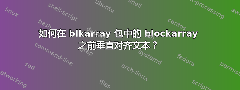 如何在 blkarray 包中的 blockarray 之前垂直对齐文本？