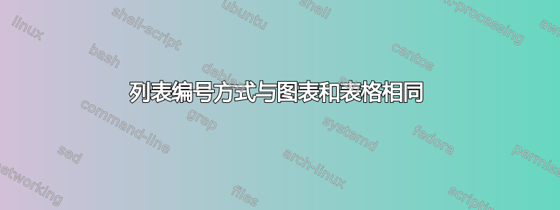 列表编号方式与图表和表格相同