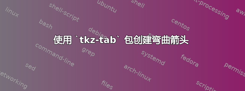 使用 `tkz-tab` 包创建弯曲箭头