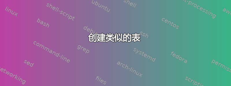 创建类似的表