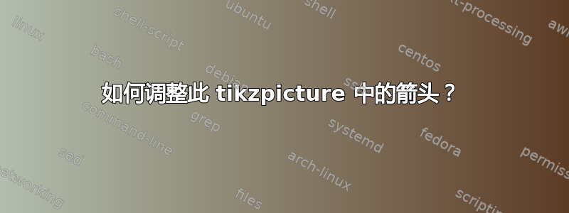 如何调整此 tikzpicture 中的箭头？