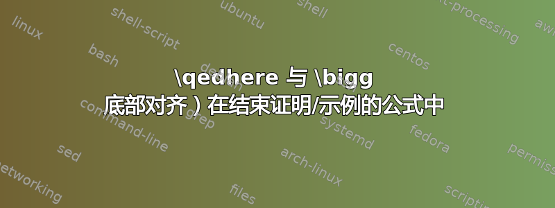 \qedhere 与 \bigg 底部对齐）在结束证明/示例的公式中