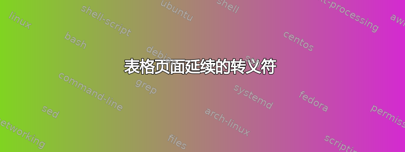 表格页面延续的转义符