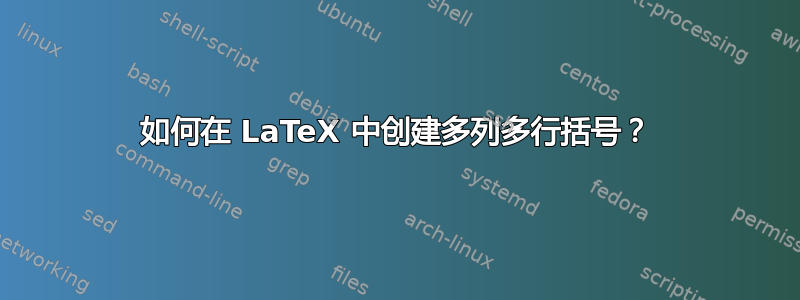 如何在 LaTeX 中创建多列多行括号？