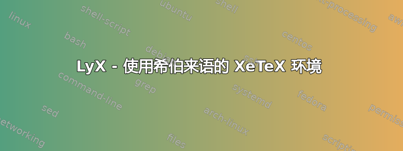 LyX - 使用希伯来语的 XeTeX 环境