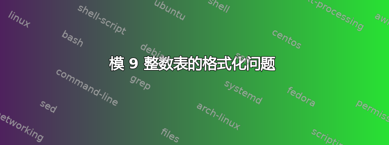 模 9 整数表的格式化问题