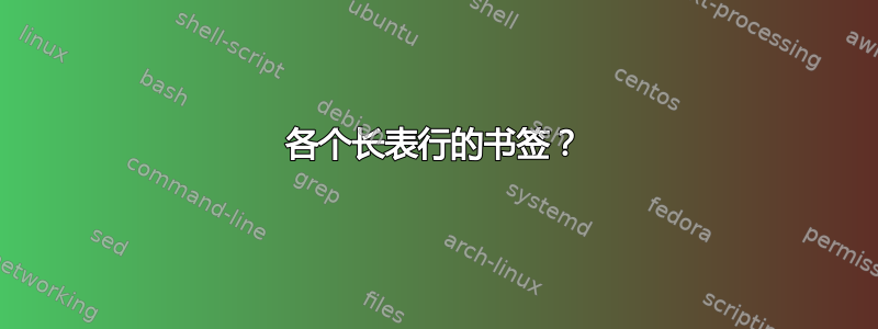 各个长表行的书签？