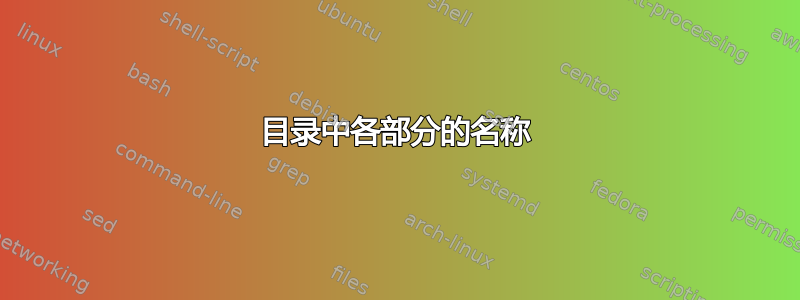 目录中各部分的名称