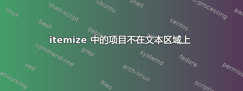 itemize 中的项目不在文本区域上