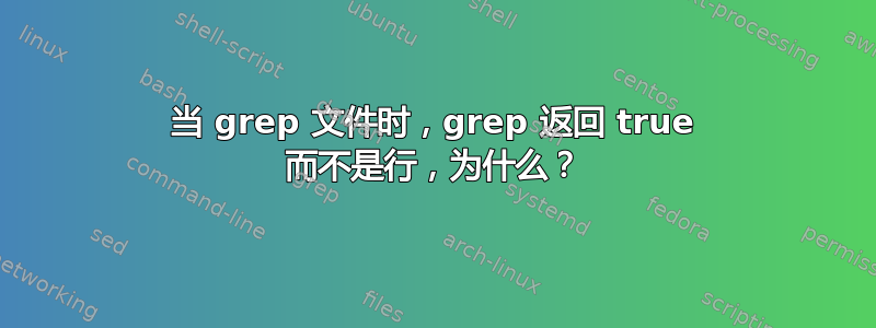 当 grep 文件时，grep 返回 true 而不是行，为什么？