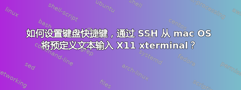 如何设置键盘快捷键，通过 SSH 从 mac OS 将预定义文本输入 X11 xterminal？