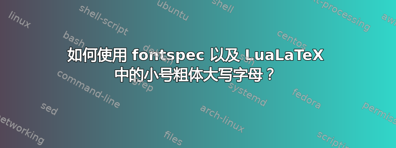 如何使用 fontspec 以及 LuaLaTeX 中的小号粗体大写字母？