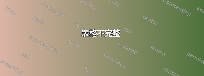 表格不完整