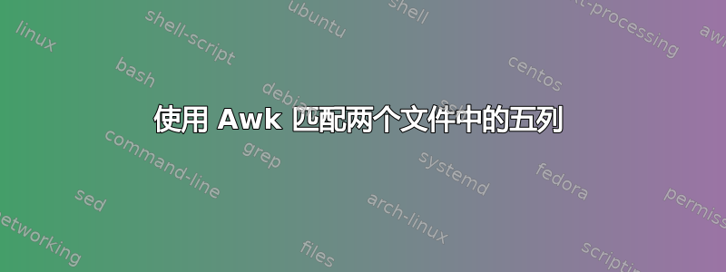 使用 Awk 匹配两个文件中的五列