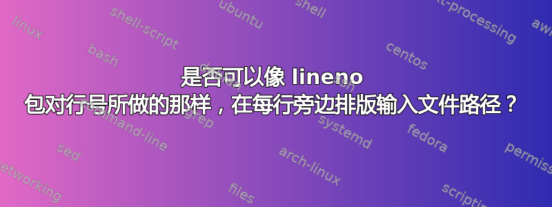 是否可以像 lineno 包对行号所做的那样，在每行旁边排版输入文件路径？