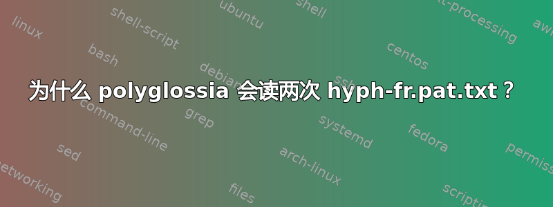 为什么 polyglossia 会读两次 hyph-fr.pat.txt？