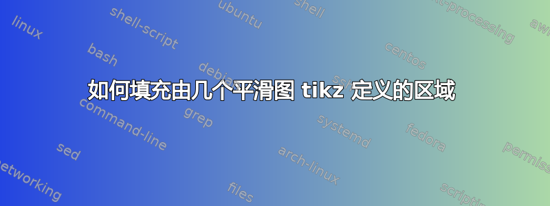 如何填充由几个平滑图 tikz 定义的区域