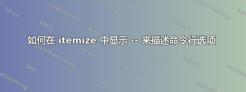 如何在 itemize 中显示 -- 来描述命令行选项