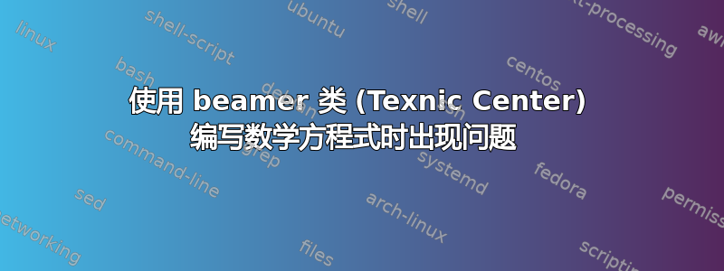 使用 beamer 类 (Texnic Center) 编写数学方程式时出现问题 