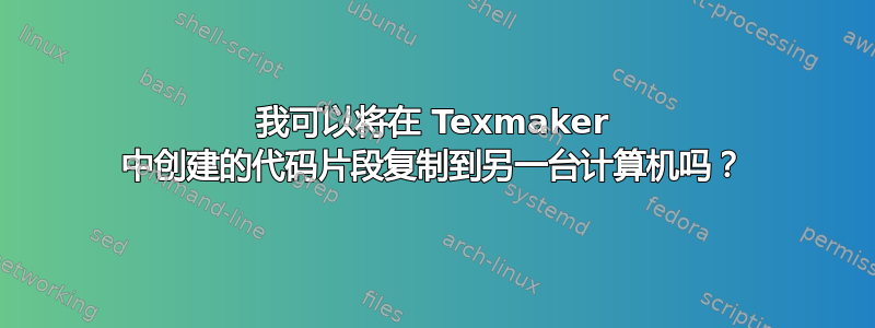 我可以将在 Texmaker 中创建的代码片段复制到另一台计算机吗？