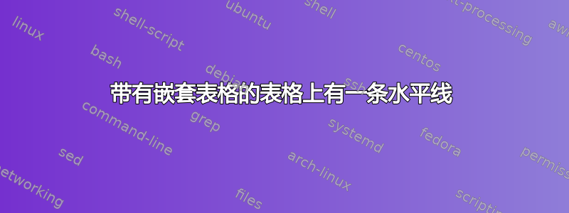 带有嵌套表格的表格上有一条水平线