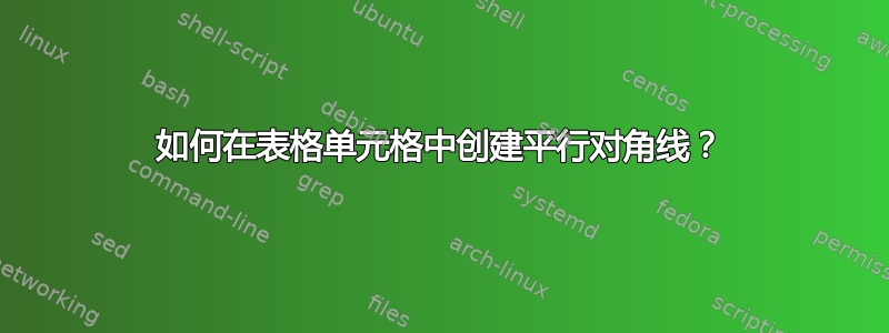 如何在表格单元格中创建平行对角线？