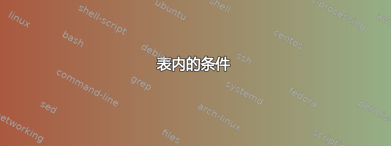 表内的条件