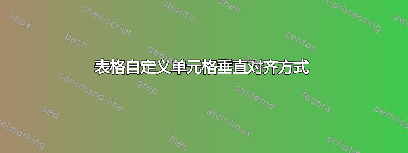 表格自定义单元格垂直对齐方式