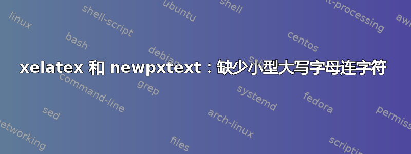 xelatex 和 newpxtext：缺少小型大写字母连字符